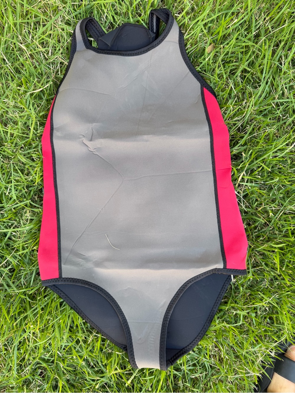 Seea Grey One-Piece Neoprene Swimsuit with red Panels